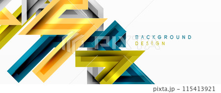 Line zig zag dynamic geometric abstract background. Colorful lines with shadow and light effects, various routes concept. Vector Illustration For Wallpaper, Banner, Background, Card 115413921