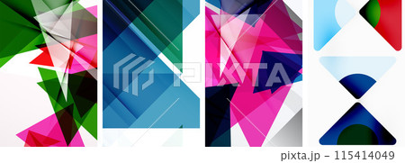 Set of abstract random triangle composition backgrounds. Vector illustration for for wallpaper, business card, cover, poster, banner, brochure, header, website 115414049