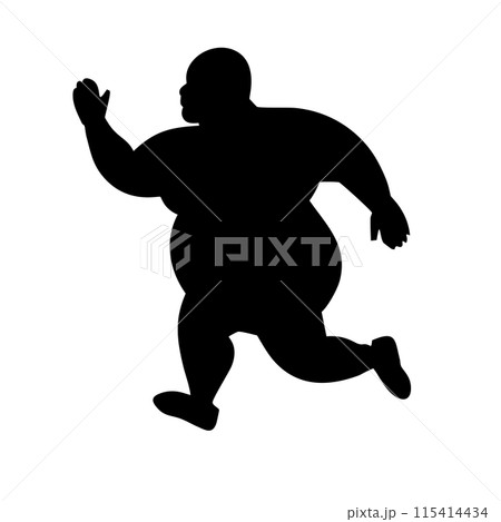 ダイエットをして走る太っている男性 シルエット ダイエットをして走る太っている男性 シルエット 115414434