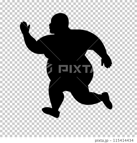 ダイエットをして走る太っている男性 シルエット ダイエットをして走る太っている男性 シルエット 115414434