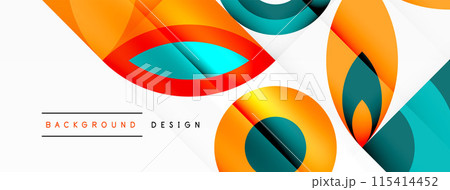 Circles and petals. Geometric beautiful abstract minimal template for Wallpaper, Banner, Background, Card, Book Illustration, landing page 115414452