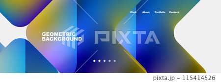 Arrows and squares with bright colors and round angles. Vector Illustration For Wallpaper, Banner, Background, Card, Book Illustration, landing page 115414526