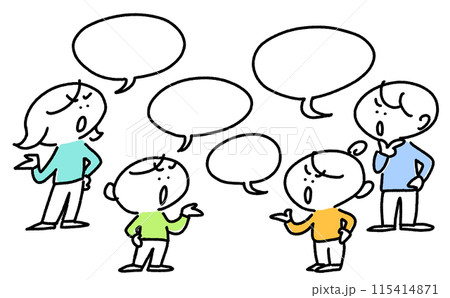 話し合いをする人々 口論 口喧嘩 言い合い 討論 けんか 家族 シンプルで可愛い線画イラスト 話し合いをする人々 口論 口喧嘩 言い合い 討論 けんか 家族 シンプルで可愛い線画イラスト 115414871