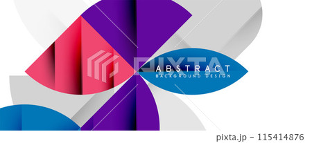 Minimal geometric elements on white. Petals, round triangles, star 115414876