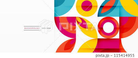Circles and petals. Geometric beautiful abstract minimal template for Wallpaper, Banner, Background, Card, Book Illustration, landing page 115414955