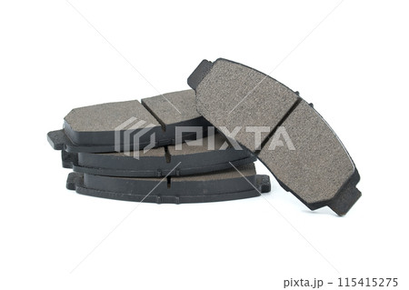 New auto brake pads isolated on white background 115415275