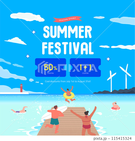summer holidays vacation illustration.  115415324