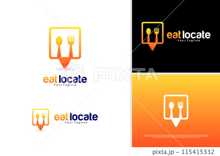Vector food locate logo, restaurant logo design, food and drink logo design template 115415332