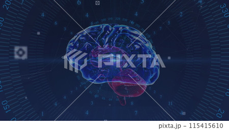 Image of data processing over brain 115415610