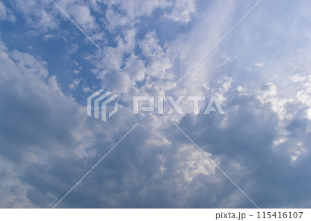beautiful blue sky and cloud with golden ray sunrise in the morning, natural background beautiful blue sky and cloud with golden ray sunrise in the morning, natural background 115416107