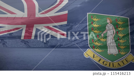 Image of waving flag of virgin islands over sport stadium Image of waving flag of virgin islands over sport stadium 115416213