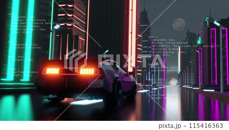 Image of digital interface with data processing over car driving 115416363