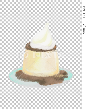 Crayon illustration of pudding on a plate Crayon illustration of pudding on a plate 115416618