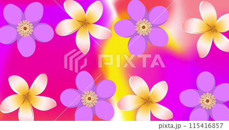 Image of flower icons over colourful background 115416857