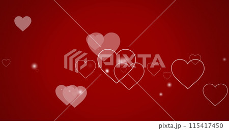 Image of hearts moving over red background 115417450