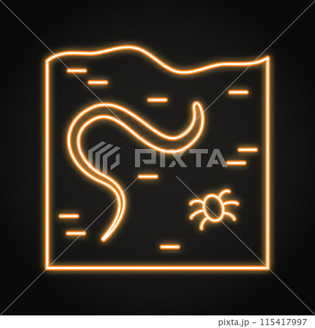 Soil with earthworm neon icon 115417997