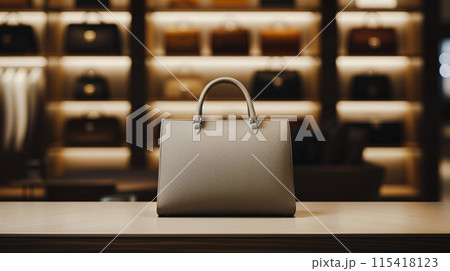 シンプルなデザインの高級ブランドバッグのイメージ 115418123