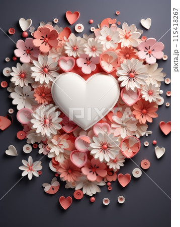 Happy valentine concept with multi layered paper cut style background. Romantic design for honeymoon. greeting card, poster. Happy valentine concept with multi layered paper cut style background. Romantic design for honeymoon. greeting card, poster. 115418267