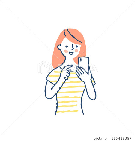 スマートフォンを操作している若い女性 スマートフォンを操作している若い女性 115418387