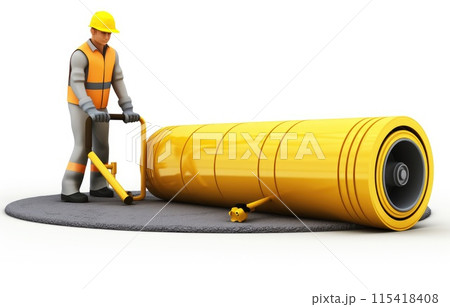 Road building construction site engineer work with worker and yellow Double Drum Road building construction site engineer work with worker and yellow Double Drum 115418408