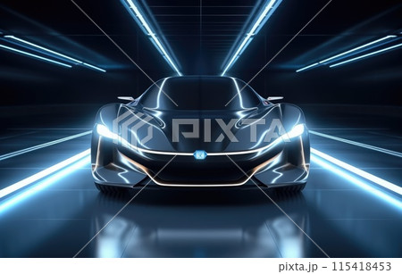 car or vehicle open headlamp parked in futuristic modern concept. 115418453