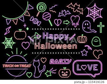 ハロウィンのネオン素材 ハロウィンのネオン素材 115419126