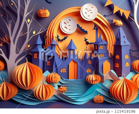 ハロウィンのペーパークラフト 115419196
