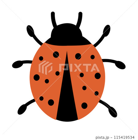 Cute and cozy Ladybug. Children clip art. Fauna Kid insect. Vector flat illustration. 115419534