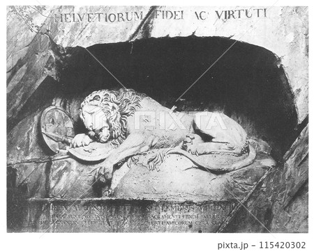 昔のスイス　ライオン記念碑 115420302