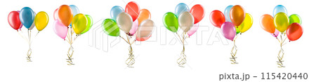 Set of multicolored helium balloons. Element of decorations for party. Set of multicolored helium balloons. Element of decorations for party. 115420440