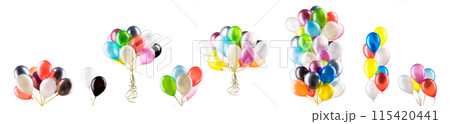 Set of multicolored helium balloons. Element of decorations for party. Set of multicolored helium balloons. Element of decorations for party. 115420441