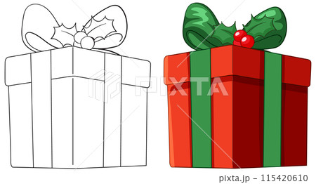 Festive Holiday Gift Box Illustration 115420610