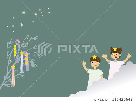 七夕の夜空と星の子供たちの背景イラスト 115420642