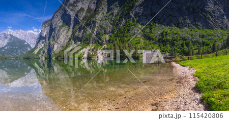 Bootshaus am Obersee lake in Berchtesgaden National Park, Alps Germany 115420806