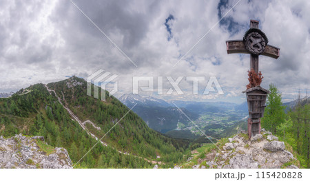 Mountain valley near Klettersteige am Jenner in Berchtesgaden National Par, Alps Mountain valley near Klettersteige am Jenner in Berchtesgaden National Par, Alps 115420828