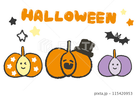 かわいいハロウィンの手描き風イラスト かわいいハロウィンの手描き風イラスト 115420953
