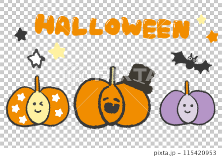 かわいいハロウィンの手描き風イラスト かわいいハロウィンの手描き風イラスト 115420953
