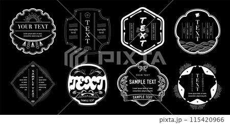 A label set with a Japanese retro vintage design. A label set with a Japanese retro vintage design. 115420966