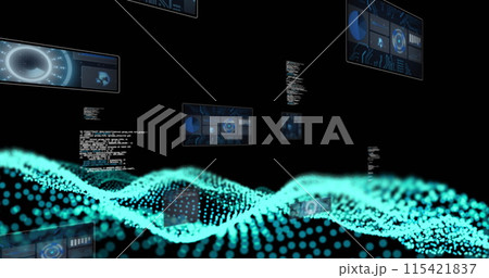 Image of scopes scanning and data processing on dark background 115421837