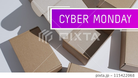 Image of cyber monday text over gift boxes Image of cyber monday text over gift boxes 115422068