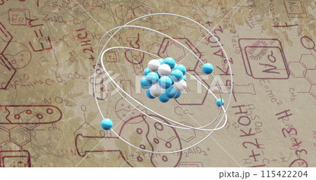 Image of micro of atom models over chemistry...のイラスト素材 [115422204] - PIXTA