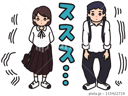 無表情で帰ろうとする学生・男女セット 無表情で帰ろうとする学生・男女セット 115422719