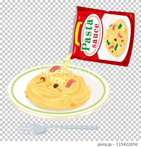 Pasta with retort pouch pasta sauce 115422830