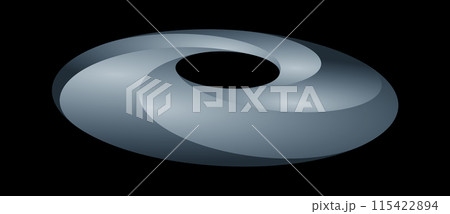 Abstract metallic circle with 5 gradient parts, perspective view. Art geometric gray circle. Swirl symbol pattern. 115422894