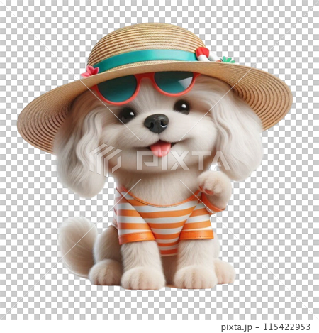 Cute dog wearing a fashionable hat 115422953