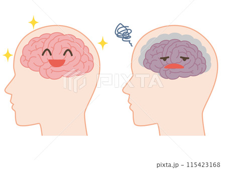 健康な脳と認知症で萎縮した脳の擬人化 115423168
