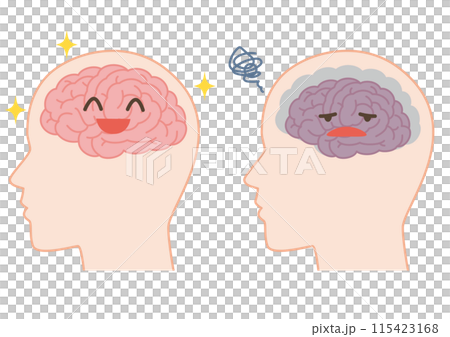 健康大腦與癡呆症萎縮大腦的擬人化 健康大腦與癡呆症萎縮大腦的擬人化 115423168