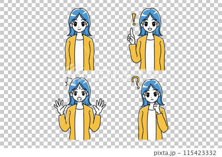 スーツ姿のビジネスウーマンのイラストセット スーツ姿のビジネスウーマンのイラストセット 115423332