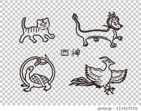 アイコン風　四神のイラスト（線画） 115423550