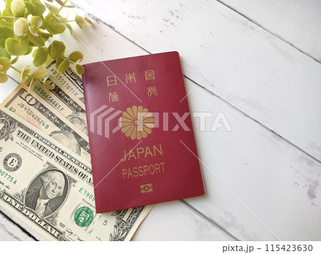 パスポートとドル紙幣 パスポートとドル紙幣 115423630